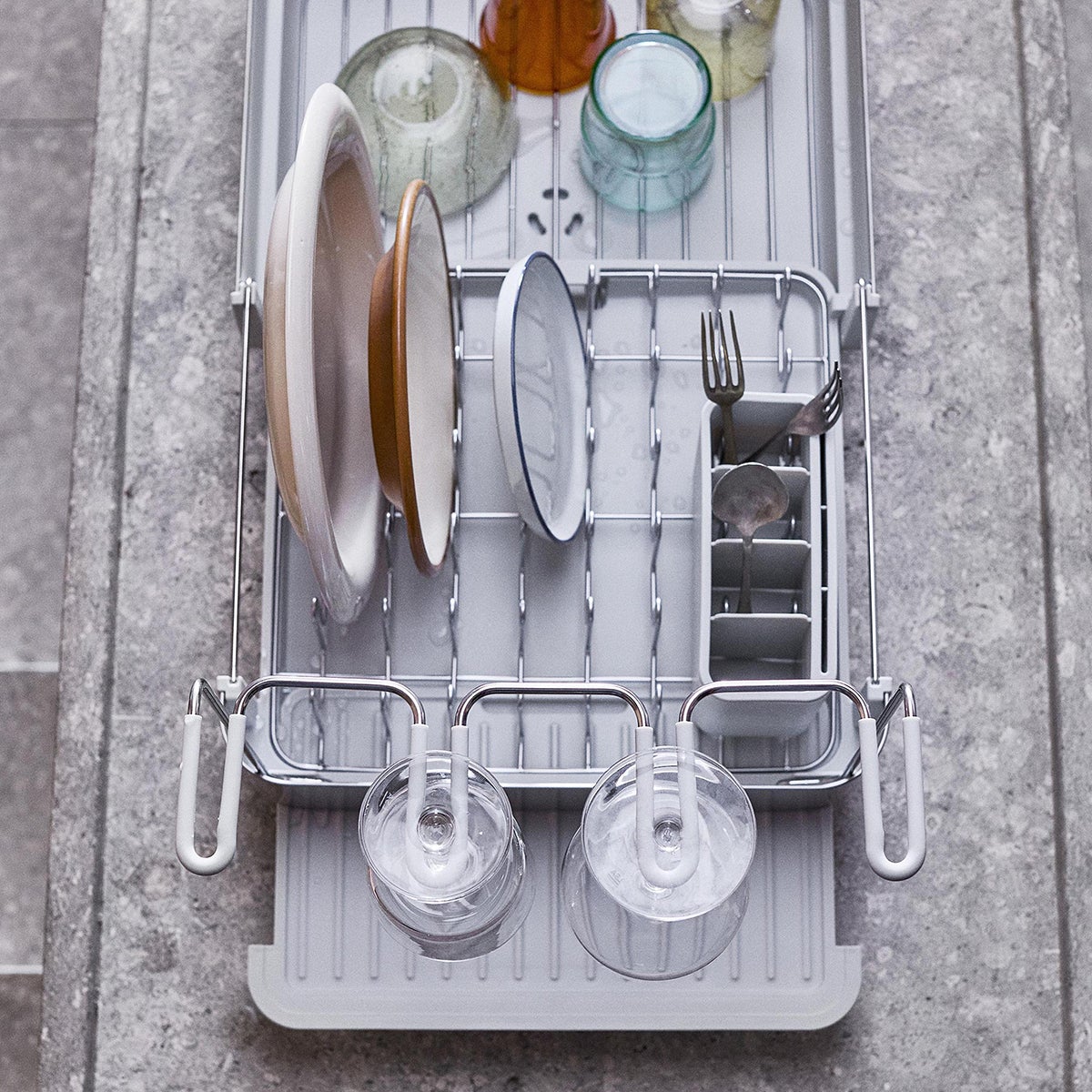 Joseph Joseph Extend Steel Plus Expandable Dish Rack with Wine